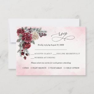 Frozen Roses Winter Wedding RSVP card