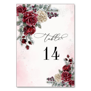 Frozen Roses Winter Wedding Table Number