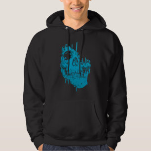Frozen Skull: Eerie Blue Decay Hoodie