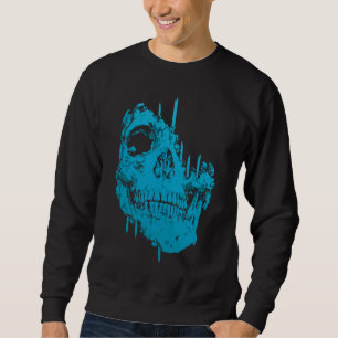 Frozen Skull: Eerie Blue Decay Sweatshirt