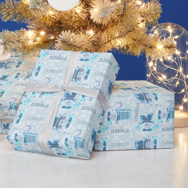 Frozen Snowball Snowflake Characters Wrapping Paper (Holidays)