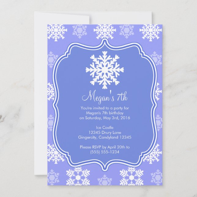 Frozen Snowflake Winter Snowman Birthday Invitation (Front)