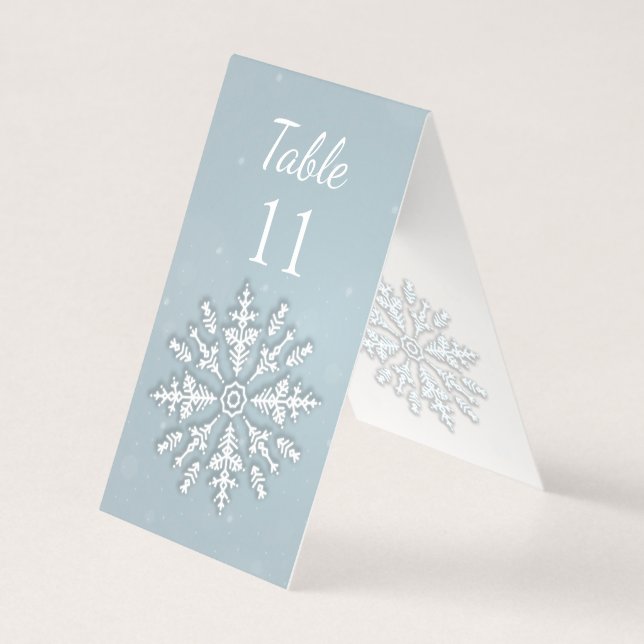 Frozen snowflake winter Wedding Table number (Front)