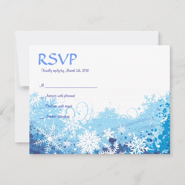 FROZEN SNOWFLAKES Bar Bat Mitzvah Reply Card (Front)