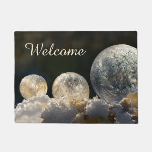 Frozen Soap Bubbles Ice Cool Winter Photo  Welcome Doormat