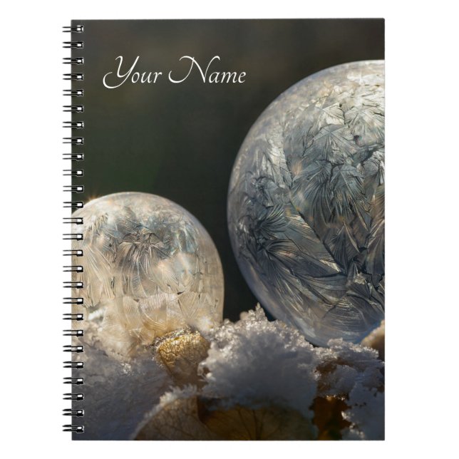 Frozen Soap Bubbles Ice Crystal Cool Winter - Name Notebook (Front)