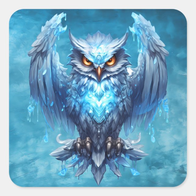 Frozen Spirit Owl  Square Sticker (Front)
