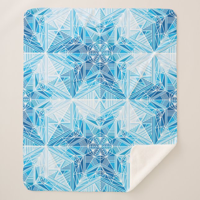Frozen Stars, Snowflakes Seamless Pattern. Sherpa Blanket (Front)