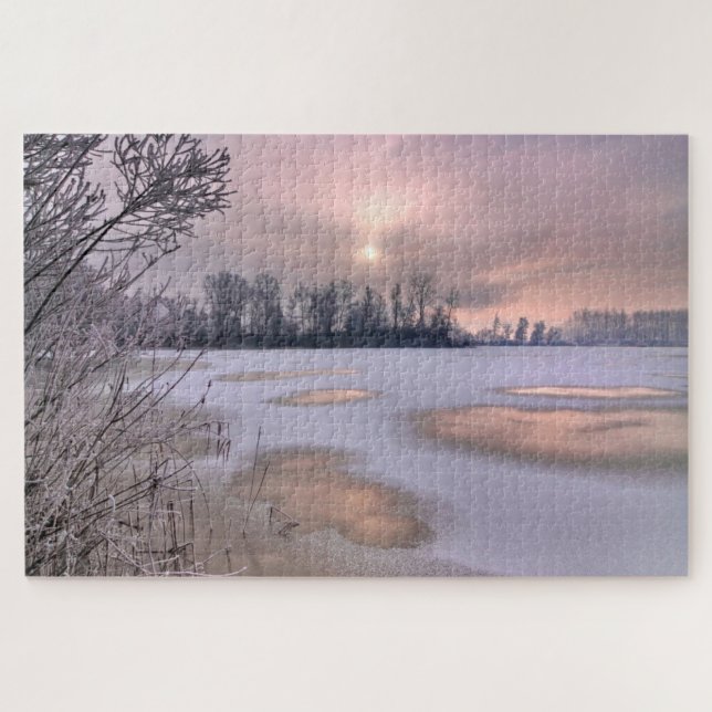 Frozen Surface | Po River, Piedmont, Italy Jigsaw Puzzle (Horizontal)