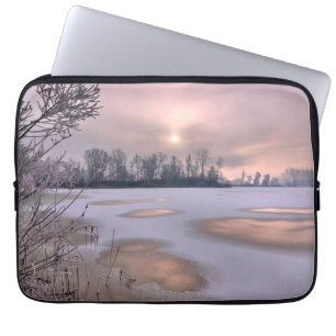 Frozen Surface   Po River, Piedmont, Italy Laptop Sleeve