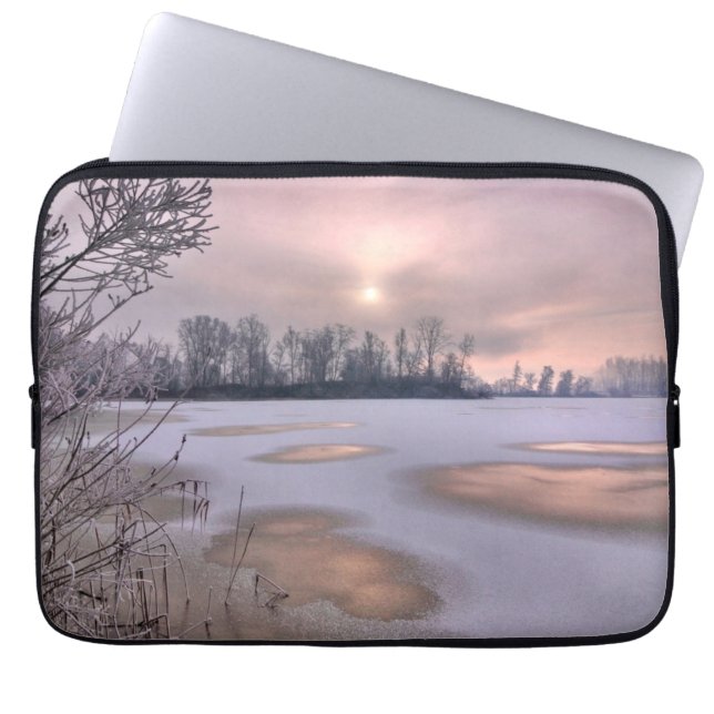 Frozen Surface | Po River, Piedmont, Italy Laptop Sleeve (Front)