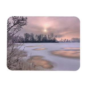 Frozen Surface   Po River, Piedmont, Italy Magnet