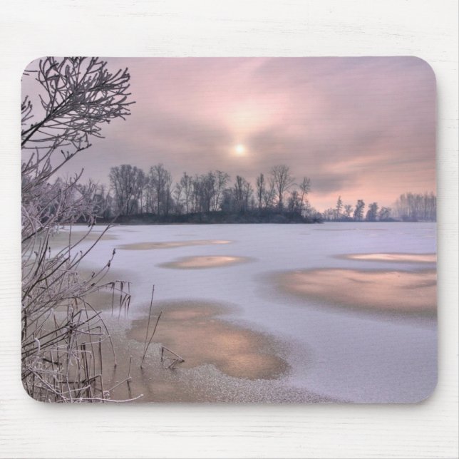 Frozen Surface | Po River, Piedmont, Italy Mouse Mat (Front)