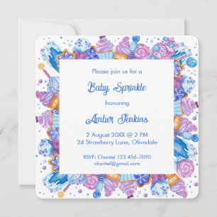 Frozen Treats Blue Baby Sprinkle Invitation