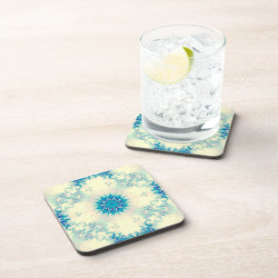 Frozen Water Frosty Blue Winter Snowflake Coaster