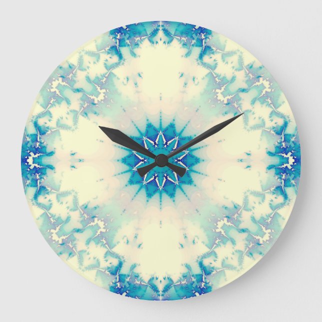 Frozen Water Frosty Blue Winter Snowflake Large Clock (Front)