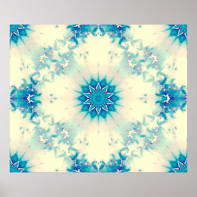 Frozen Water Frosty Blue Winter Snowflake Poster (Front)