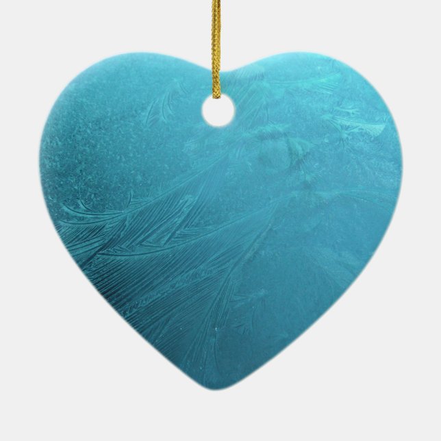 Frozen Water Ice Blue Frost Chic Winter Metallic Ceramic Tree Decoration (Back)