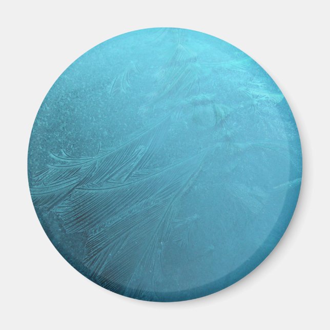 Frozen Water Ice Blue Frost Chic Winter Metallic Magnet (Front)
