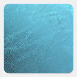 Frozen Water Ice Blue Frost Chic Winter Metallic Square Sticker