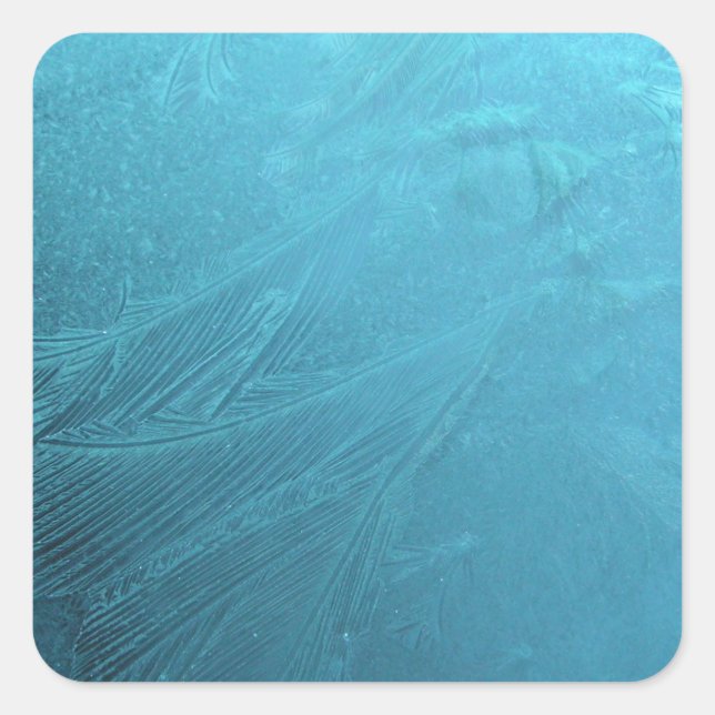 Frozen Water Ice Blue Frost Chic Winter Metallic Square Sticker (Front)