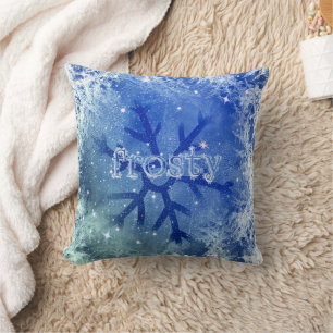 Frozen Watercolor Snowflake frosty Cushion