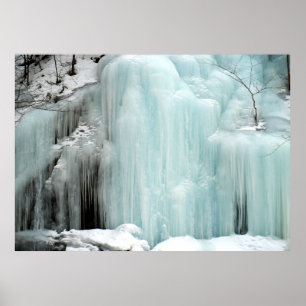 Frozen Waterfall, blue Poster