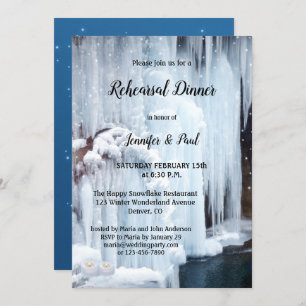 Frozen Waterfall Ice Crystals Rehearsal Dinner Invitation