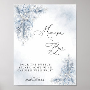 Frozen White Berries Bridal Shower Mimosa Bar Sign