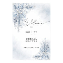 Frozen White Berries Bridal Shower Welcome