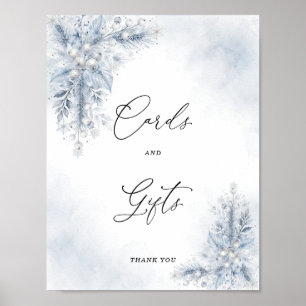 Frozen White Berries Winter Bridal Cards & Gifts Poster