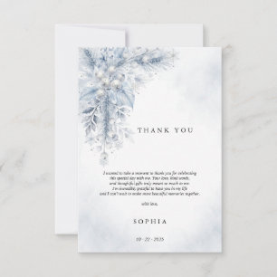 Frozen White Berries Winter Bridal Shower Flat  Thank You Card