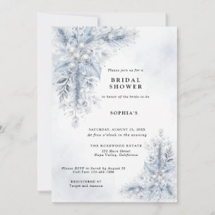 Frozen White Berries Winter Bridal Shower Invitation