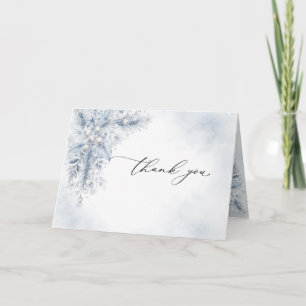 Frozen White Berries Winter Wedding Folded Thank You Card