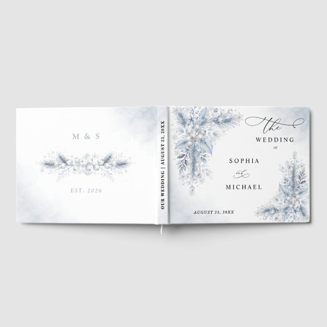 Frozen White Berries Winter  Wedding Guest Book (Full)