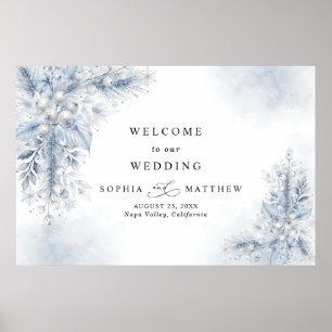 Frozen White Berries Winter Wedding  Poster