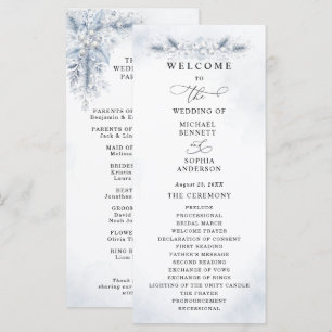 Frozen White Berries Winter Wedding Program Programme