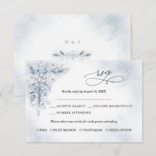 Frozen White Berries Winter Wedding RSVP card