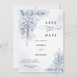 Frozen White Berries Winter Wedding Save The Date Invitation