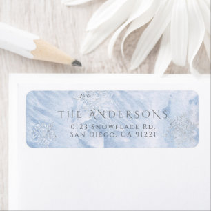 Frozen Winter Silver Snowflake Blue Return Address
