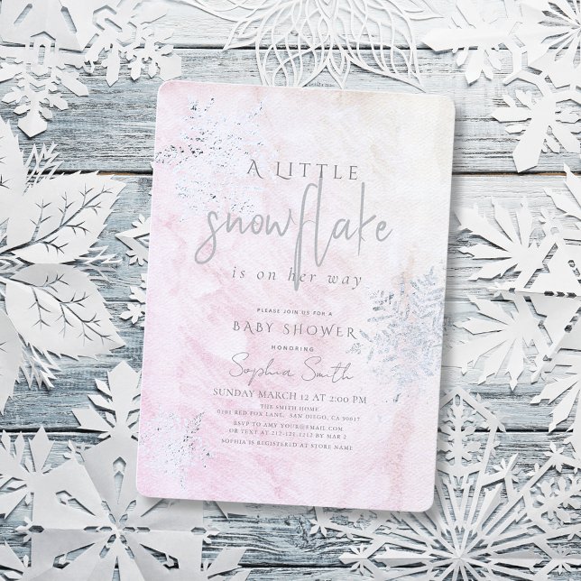 Frozen Winter Silver Snowflake Girl Baby Shower Invitation (Creator Uploaded)