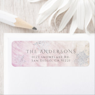 Frozen Winter Silver Snowflake Pink Return Address