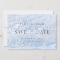 Frozen Winter Silver Snowflakes Save the Date