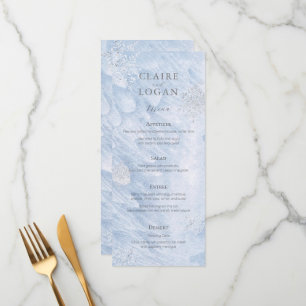 Frozen Winter Silver Snowflakes Wedding Menu