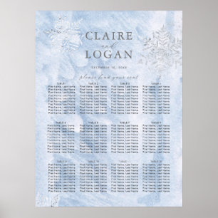 Frozen Winter Silver Snowflakes Wedding Poster