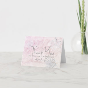 Frozen Winter Snowflake Pink Baby Shower Thank You Card