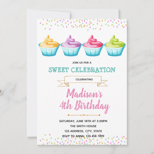 Frozen yogurt party invitation (Front)