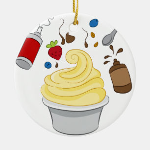 Frozen Yogurt with Toppings Ceramic Tree Decoration