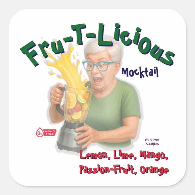 Fru-T-Licious,  Square Sticker (Front)
