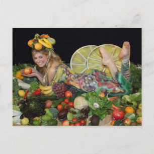 früchte obst postkarte, post card, vegetarian car postcard